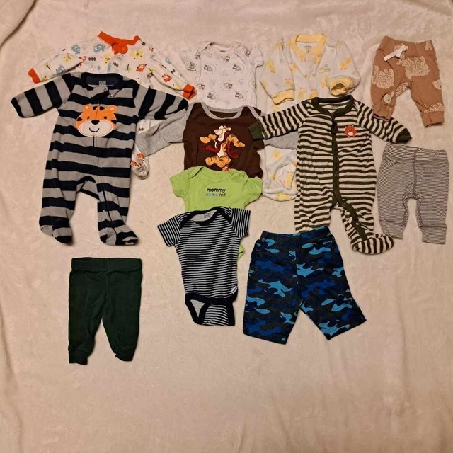 Baby Boy Outfits, 12 piece lot Baby Clothes Newborn CARTERS GERBER PAJAMAS