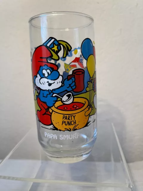 VTG 1983 PEYO PAPA SMURF Party Punch Drinking Glass Cup Vintage