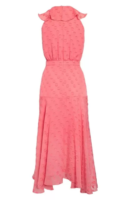 SALONI Rita Womens Sleeveless V-Neck Ruffle Midi Dress in Watermelon Pink Size 4 3