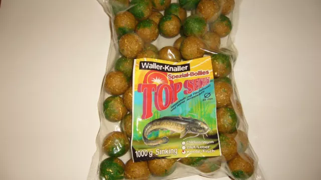 Waller Boilies 30mm,Chicken/Worm, Blut/Leber, Knoblauch/Fisch Top Secret