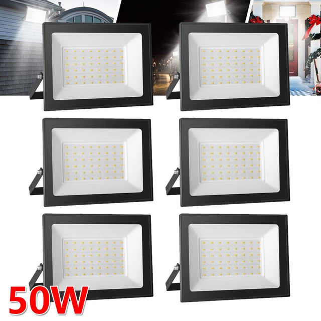 6 Stück 50W LED Fluter Flutlicht Außenlampe Scheinwerfer Baustrahler Kaltweiß DE
