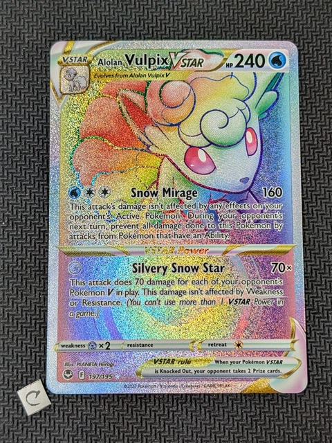 Pokémon - Alolan Vulpix Vstar 034/195 - Silver Tempest - Carte Ultra Rare Holographique - Collection