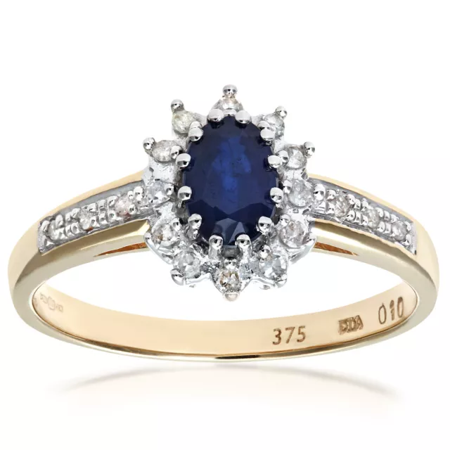 9ct Yellow Gold Sapphire & Diamond Cluster Ring By Naava