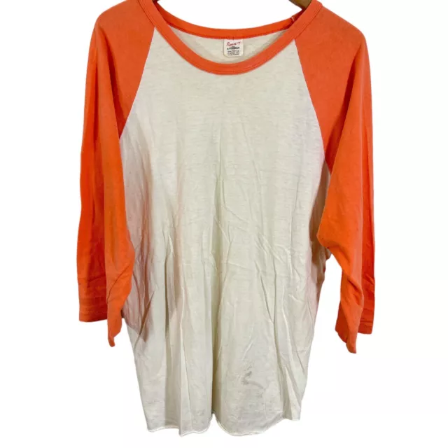 Vintage Stedman Sport-T Orange Ivory Raglan T Shirt Men’s XL Made In USA Blank