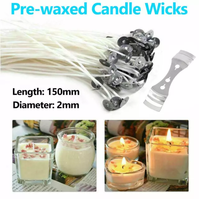 Pre Waxed Candle Wicks with Sustainers Long Tabbed Candle Making 150mm Craft DIY
