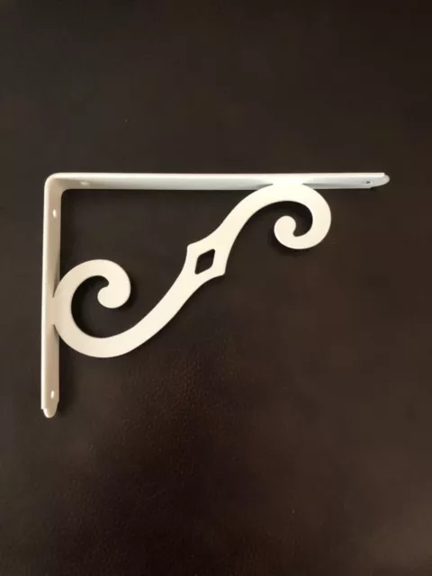 SHELF BRACKETS - DECORATIVE w/ SCROLL - WHITE — 8” x 5-1/2” — 81 AVAILABLE