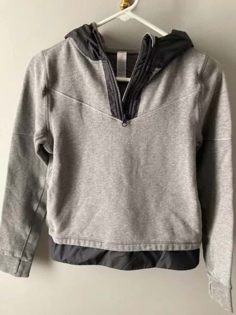 Ivivva Drills And Frills Hoodie Girls Size 14 Heathered Grey Fleece Pullover