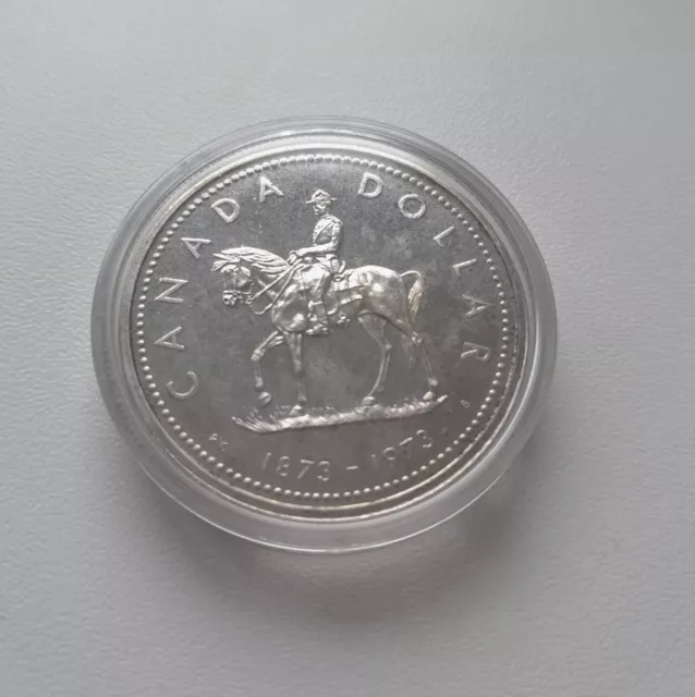 1 Dollar Silber Kanada 1973 BU "100 Jahre Mounted Police" in Kapsel