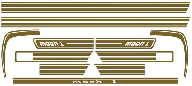 1969 Ford Mustang; Mach 1 Side And Trunk Stripe Decal Kit; Gold Reflective/White