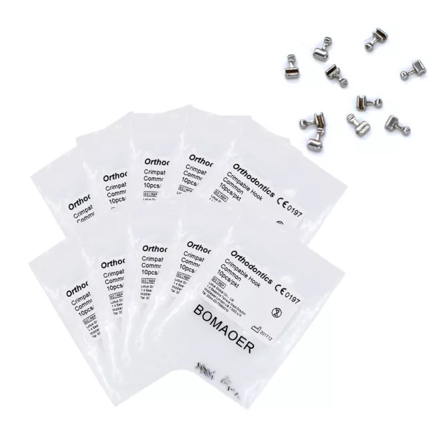 10X NEW Dental Orthodontic Stainless steel Crimpable Hook Universal 10pcs/pkt