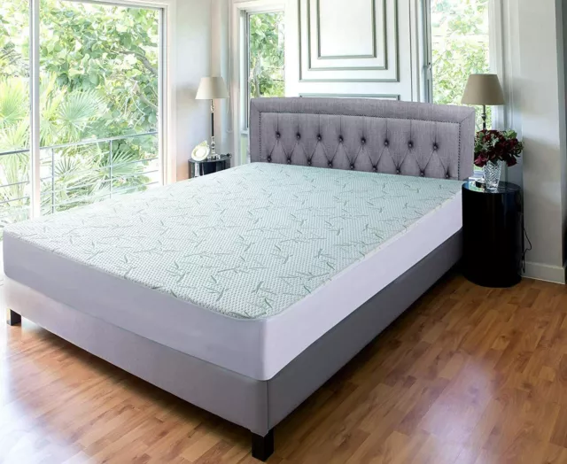 Protège Matelas Bambou. Imperméable 160x200cm. Bonnet 35cm extensible.