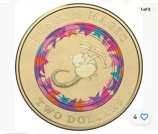 Possum Magic - See Her Tail $2 Two Dollar Coloured Coin 2017 Australia Rare CIRC