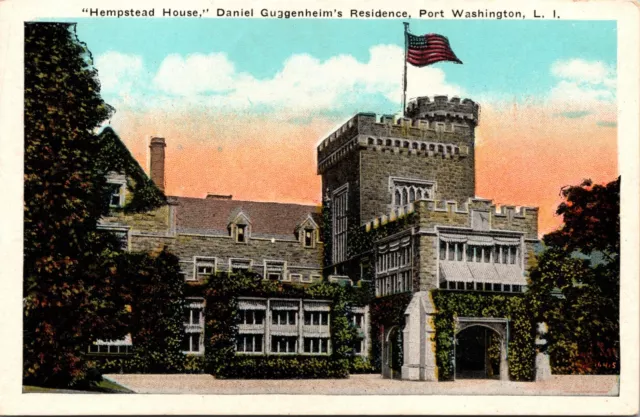 Hempstead House Guggenheim Residence Port Washington LI Postcard WB