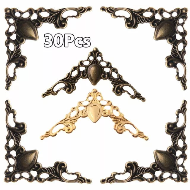 30pcs Metal Angle Corner Brackets Cast Iron Ornate Vintage Corner 40mm Diy 3