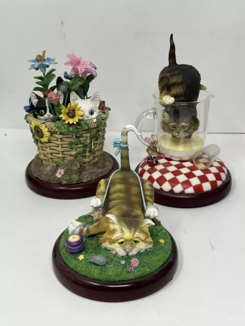 Lot 3 Danbury Mint Gary Patterson Comical Cat Figurine HIDE & SEEK 5” Curiosity