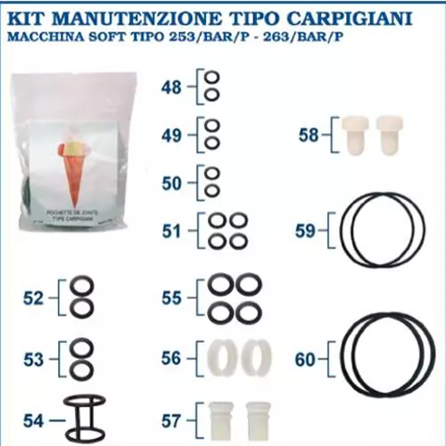 KIT GUARNIZIONI MACCHINA GELATO SOFT TIPO CARPIGIANI 253Bar/P - 263Bar/P