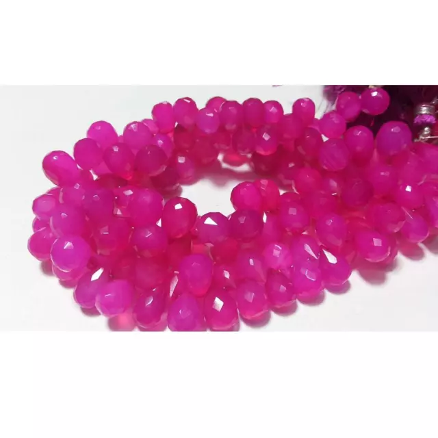 9x12 mm Pink Chalcedony Tear Drop Bead, chalcedony Briolette bead, pink Faceted 3