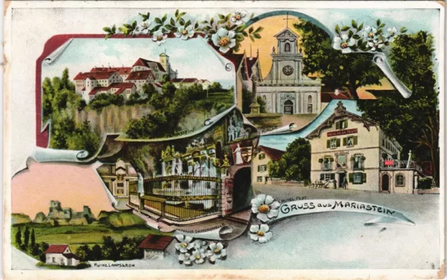 Ansichtskarte Litho AK Metzerlen-Mariastein Burg, Hotel, Ruine Landskron 1908 2