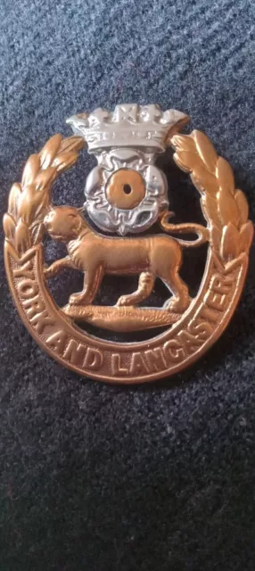 York And Lancaster Regiment Cap Badge. Old Queens Crown.