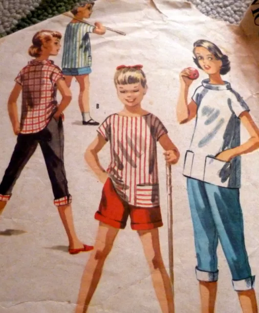 *LOVELY VTG 1950s GIRLS BLOUSE, PANTS, & SHORTS Sewing Pattern 4