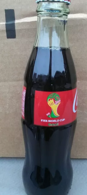 2014 Coca Cola Fifa World Cup Soccer Brazil 8 Ounce Glass Coke Soda Bottle Full