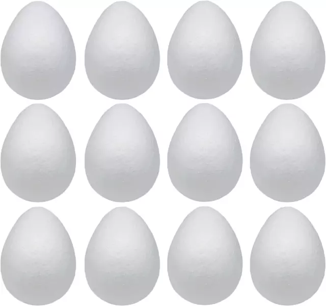 Crafjie Foam Eggs 12pcs 4.72 Inch (12cm) White Craft Styrofoam Eggs Smooth for S