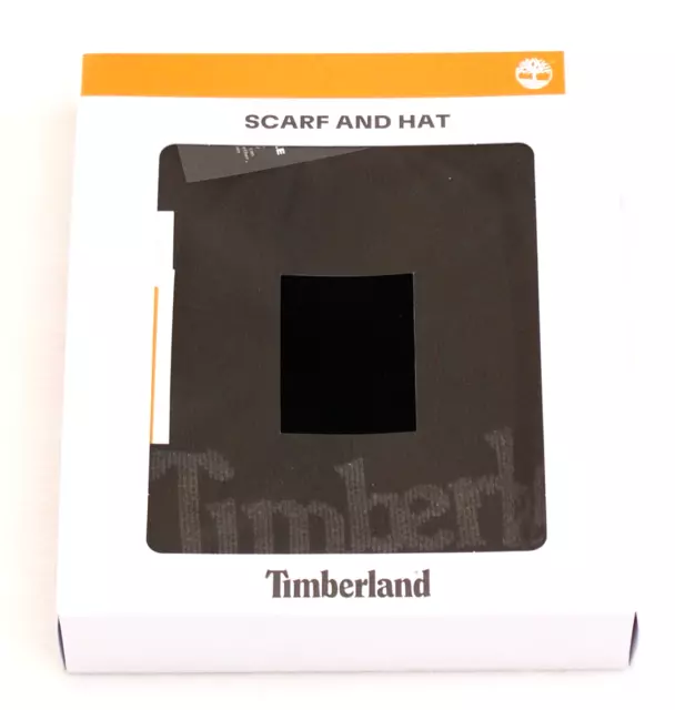 Timberland Black & Gray Knit Scarf & Reversible Beanie Men's One Size New in Box