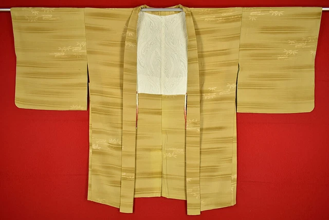 Vintage Japanese Kimono Silk Antique BORO HAORI Kusakizome Dyed/A984/545