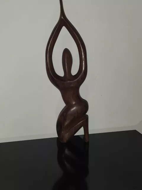 Statut Figurine En Bois Danseuse Africaine Teck 2