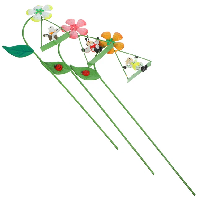 3 piezas Estaca de hierro arte jardín decoración estaca de césped decoración maceta estacas