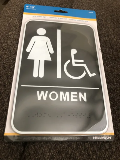 Lot 2 Men Women Restroom Signs, ADA-Compliant Braille Bathroom, stick on NEW 3