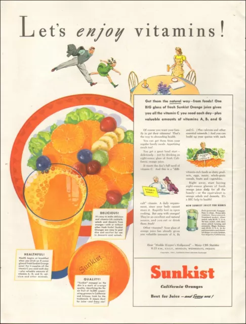 1941 Vintage ad for Sunkist California Oranges`Art Fruit Plate Glass     073119