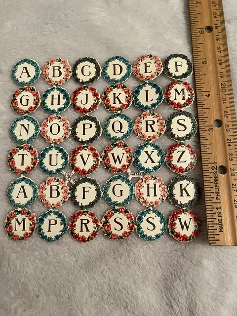 Antique Victorian Lot Rare Die Cut Paper Scrap Alphabet Letters Flower Wreaths 8