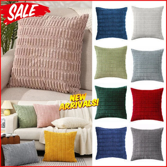 18" Velvet Checked Solid Cushion Cover Tartan Pillow Case Sofa Pillow Cover