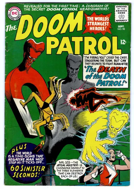 DOOM PATROL #98 in FN- a 1965 Silver Age DC comic  HBO TV series  MR. 104