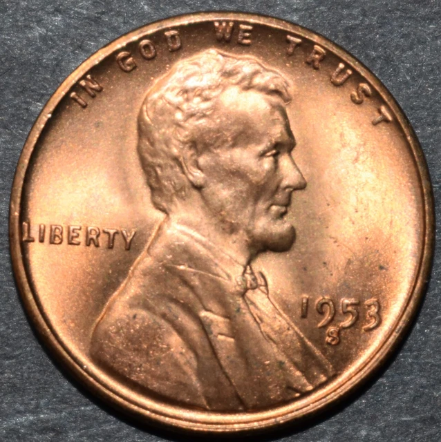1953 S Lincoln Wheat Penny Choice BU Mint Luster Red Uncirculated Cent - 80Z