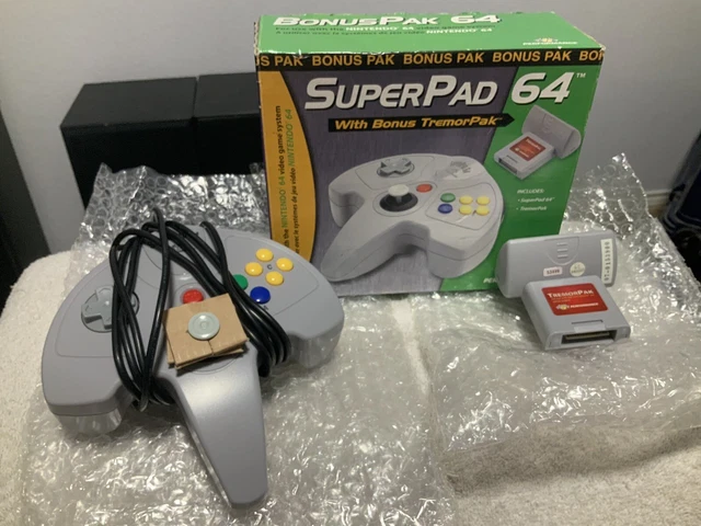 SuperPad 64 Controller w Tremor Pak in Box For Use with Nintendo 64 System