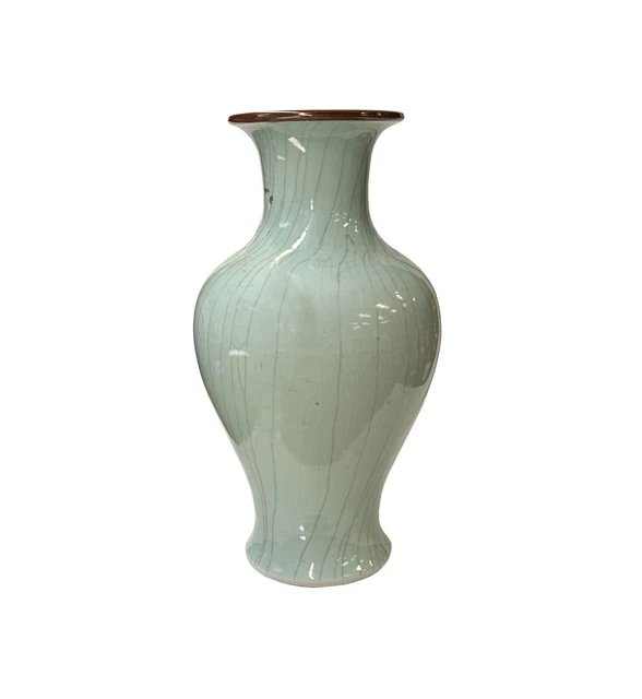 Off White Gray Glaze Crackle Lines Slim Round Porcelain Art Vase JK222S Off White Gray Glaze Crackle Lines Slim Round Porcelain Art Vase JK222S
