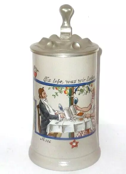 Alter Bierkrug Krug Jugendstil Beerstein Franz Ringer ? signiert G.Sch. ? Krüge