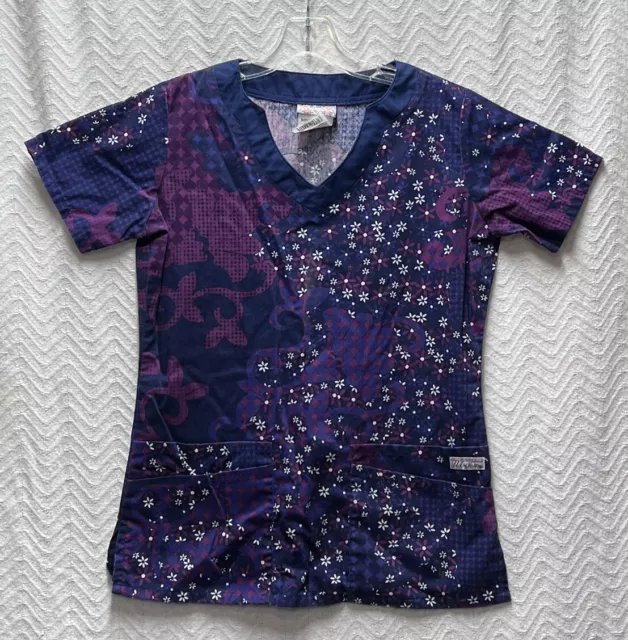 UA Scrubs Floral Patterned Size XS Multicolored Scrub Top