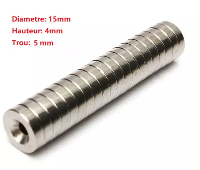 20PCS/LOT Aimants à Visser 15mm x 4mm PUISSANT N50 Ronds néodyme Anneau Trou 5mm