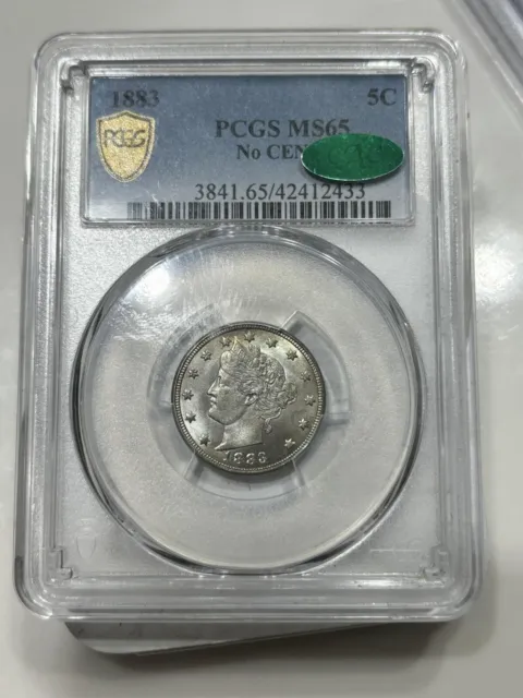 1883 No Cents 5c PCGS MS-65 CAC Liberty V Nickel