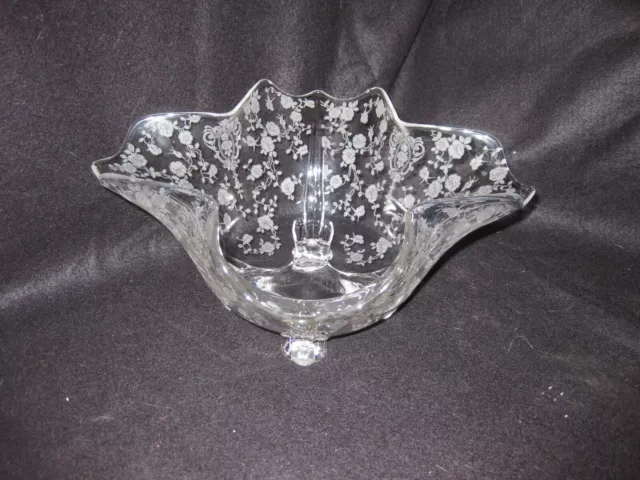 ROSEPOINT 12" FOOTED CENTERPIECE SERVING BOWL #3400/45 Cambridge Glass Co VTG 3