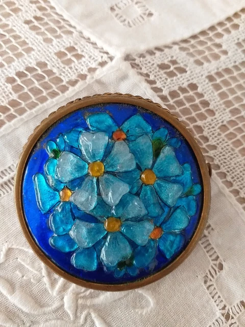 Broche en émaux de Limoges, signée E.G. vintage