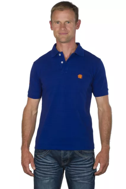 Ugholin Polo Uomo Logo Cane Corso Cotone Piqué Maniche Corte Blu Elettrico