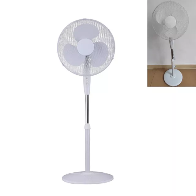 16'' Inch Fan Oscillating Pedestal 3 Speed Floor Standing White Fan Cool Air