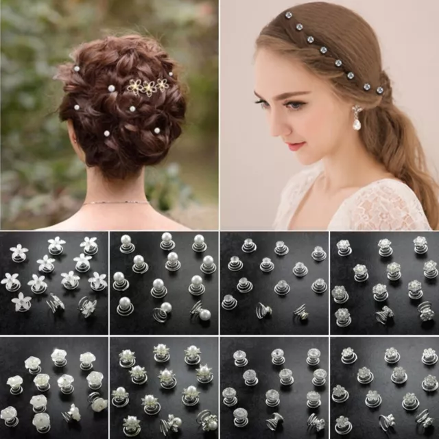 Curlies Haarschmuck Haar Spiralen Nadel Perle Blume Strass Hochzeit Kommunion