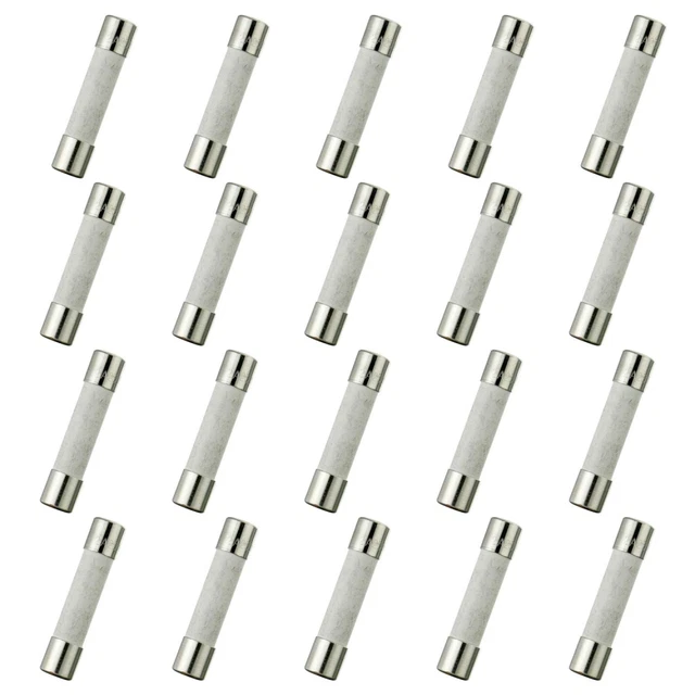 HUAREW T2AL250V 20 pièces 6x30 mm 0.24 x 1.18 pouces fusible à tube en T2A