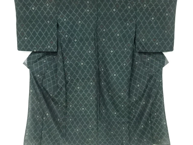 6535718: Japanese Kimono / Antique Hitoe Kimono / Tsumugi / Woven Flower