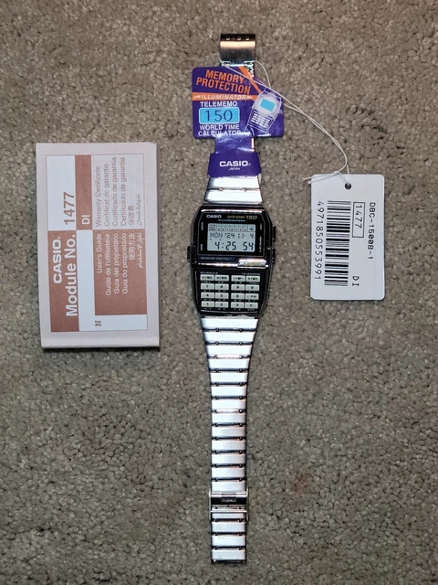 CASIO DATABANK DBC1500 Watch Calculator (150 Memory) Chrome 
